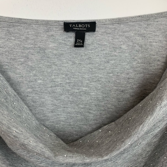🌷Talbots Woman Petites Gray Drape Neck Sparkle 2X - Picture 4 of 7